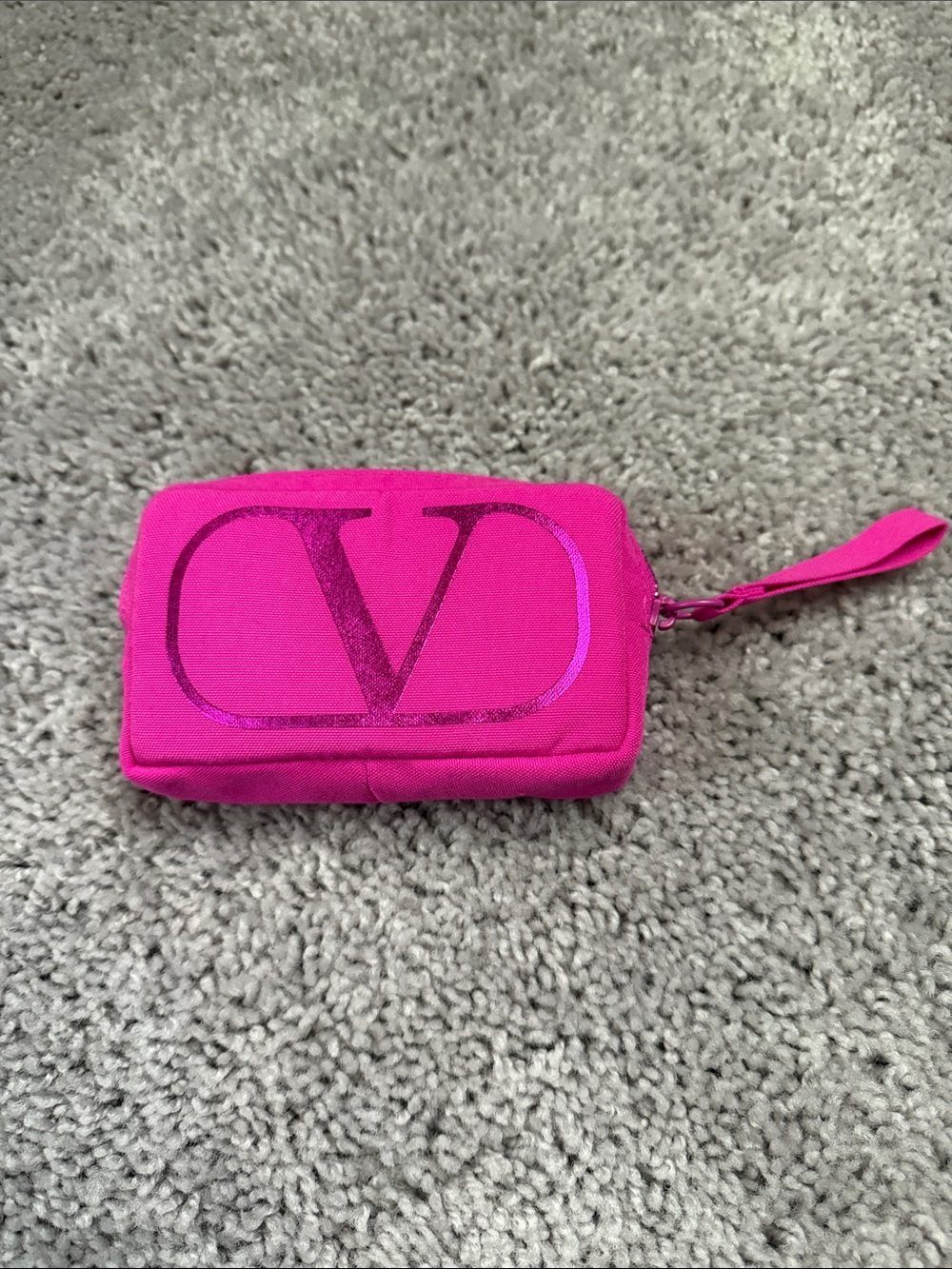 Valentino Hot Pink Logo Wristlet Pouch